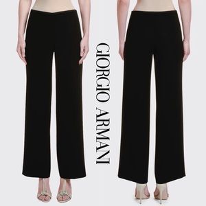 Giorgio Armani Silk Borgo 21 Side Zip Flat Front Wide Leg Pant Size 42 (US 6)